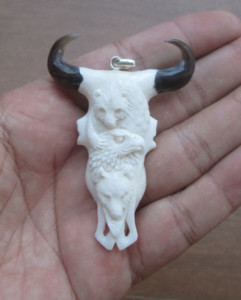 Carved Buffalo Skull Bone Pendants for Wholesale