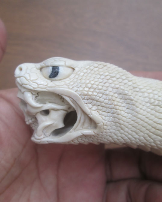 Snake Skull Bone Knife Handle Antler Carving
