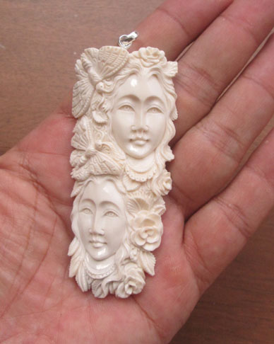 Goddess Bone Pendants Carving 3
