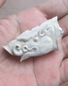 Boar Head Carved Bone Pendant for Wholesale