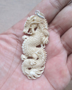 Brown Dragon Carved Bone Pendants for Wholesale