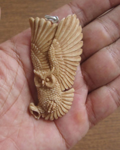 Brown Owl Carved Bone Pendants for Wholesale