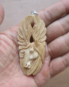 Brown Pegasus Carved Bone Pendants for Wholesale