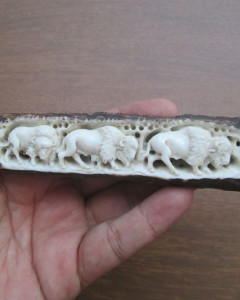Bull Group Bone Knife Handle Carving