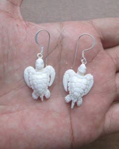 Sea Turtle Carved Bone Earring for Wholesale