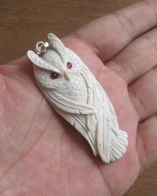 Owl-Carved-Bone-Pendant-with-Garnet-Stone-3