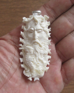 Poseidon, Greek God Carved Bone Pendants for Wholesale