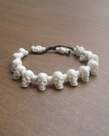 Carved Skull Bracelet from Buffalo Bone