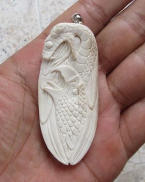 Snake Eagle Carved Bone Pendant