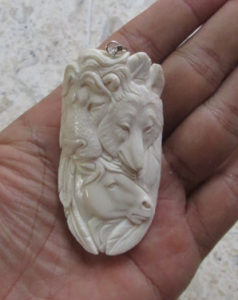 Lion Wolf Horse Carved Bone Pendant