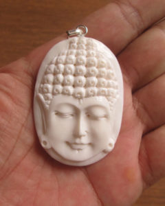 Buddha Face Carved Bone Pendant