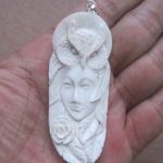 Goddess Owl Carved Bone Pendant