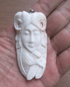 Goddess Eagle Carved Bone Pendant