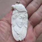 Goddess Turtle Carved Bone Pendant