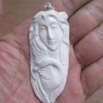 Goddess Swan Carved Bone Pendant