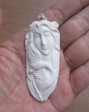 Goddess Swan Carved Bone Pendant