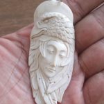 Goddess Raven Carved Bone Pendant