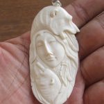 Goddess Bears Carved Bone Pendant