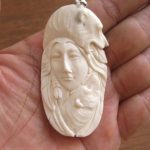 Goddess Bears Carved Bone Pendant