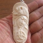 Goddess Bear Celtic Carved Bone Pendant