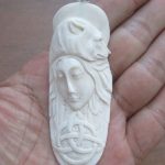 Goddess Wolf Celtic Carved Bone Pendant