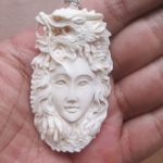 Goddess Dragon Carved Bone Pendant