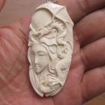 Goddess Dragon Carved Bone Pendant