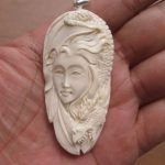 Goddess Dragon Carved Bone Pendant