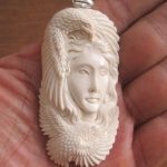 Goddess Eagle Carved Bone Pendant