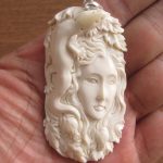 Goddess Lizard Carved Bone Pendant