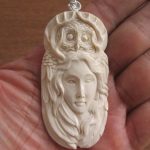 Goddess Owl Carved Bone Pendant