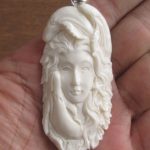 Goddess Whales Carved Bone Pendant