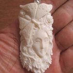 Goddess Butterfly Carved Bone Pendant