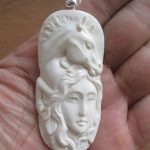 Goddess Horse Carved Bone Pendant