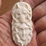 Goddess Wolf Carved Bone Pendant