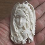 Goddess Dragon Carved Bone Pendant