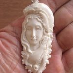 Goddess Whales Carved Bone Pendant