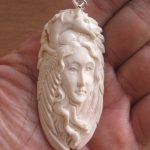 Goddess Pegasus Carved Bone Pendant