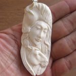 Goddess Horse Carved Bone Pendant