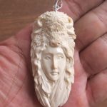 Goddess Bison Carved Bone Pendant