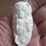 Goddess Bear Wolf Carved Bone Pendant