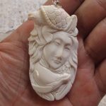 Goddess Turtle Whale Carved Bone Pendant