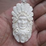 Indian Bison Carved Bone Pendant