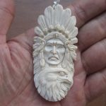 Indian Eagle Carved Bone Pendant