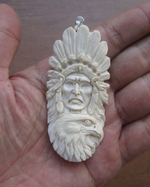Indian Eagle Carved Bone Pendant