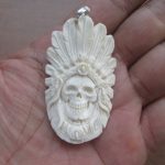 Indian Skull Carved Bone Pendant