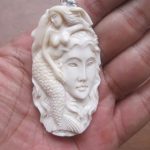 Mermaid Carved Bone Pendant