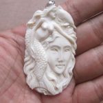 Mermaid Carved Bone Pendant