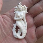 Mermaid Carved Bone Pendant