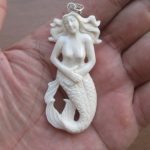 Mermaid Carved Bone Pendant